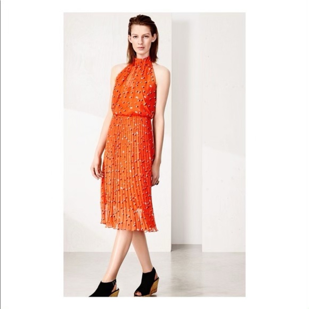 Retro style polka dot Karen Mullen midi halter dress